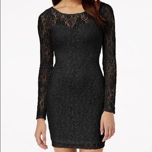 Black Lace Bodycon Sweetheart Longsleeve Dress